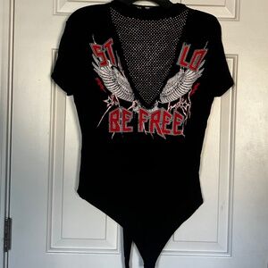 Graphic rhinestone bodysuit